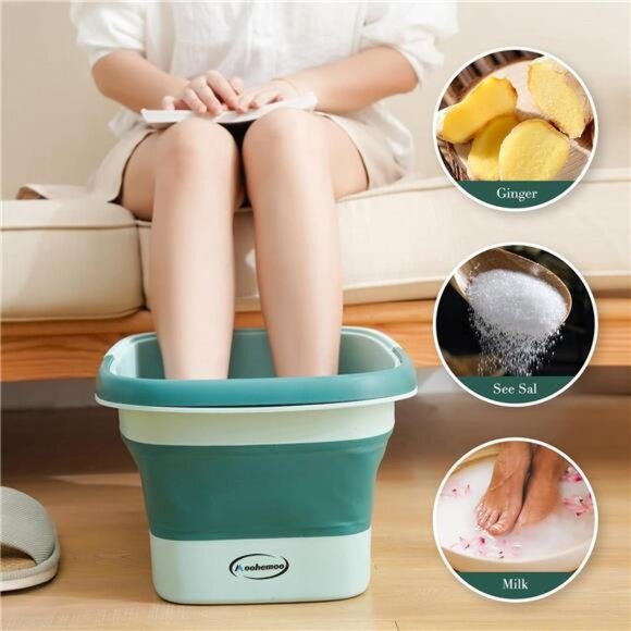 Collapsible Foot Bath Basin with Massage Acupoint for Soothing Foot Soaks - Picture 3 of 7